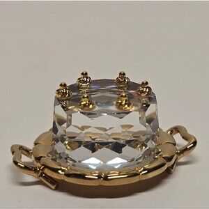 Swarovski Crystal Memories Birthday Cake and Tray Figurine Gold Accents